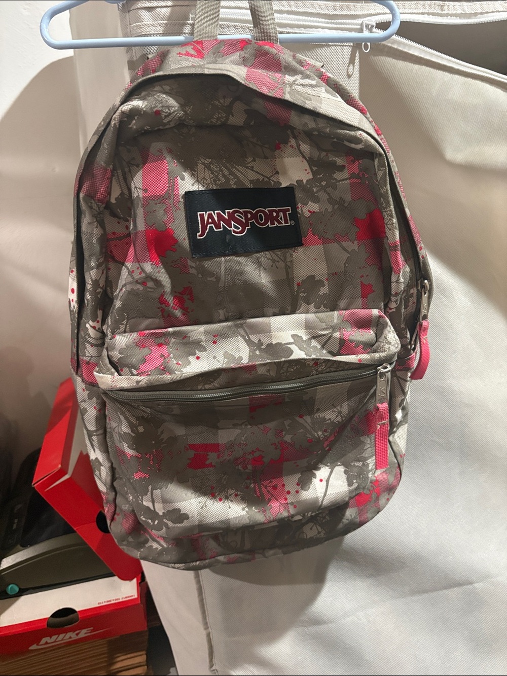 JanSport Taupe and Pink Camo Backpack